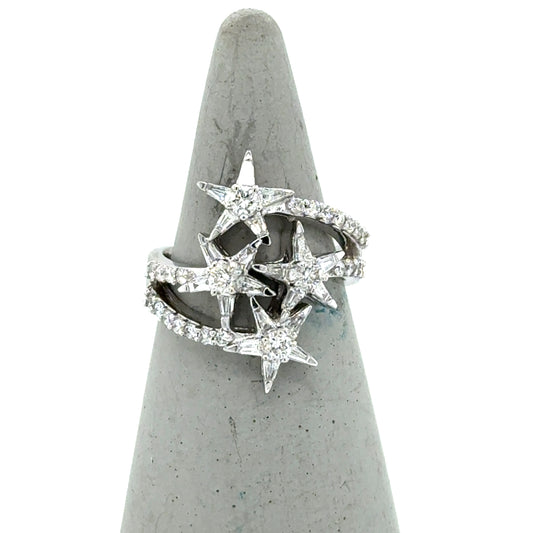18K White Gold Diamond Shooting Star Ring