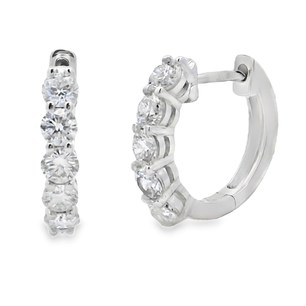 Sterling Silver Lab Grown Diamond Hoop Earrings 1.0ctw