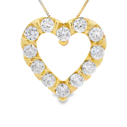 10K Yellow Gold Lab Grown Diamond Heart Pendant 1.02ctw