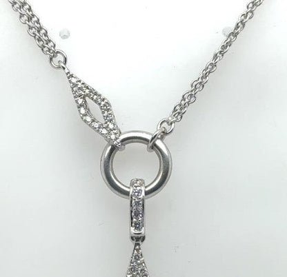 14K White Gold Art Deco Diamond Pendant - 1.0ctw Modern Luxury