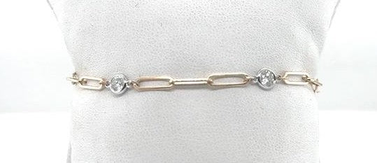 14K Yellow Gold Diamond Paperclip Bracelet - 0.74ctw