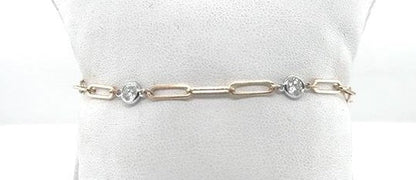 14K Yellow Gold Diamond Paperclip Bracelet - 0.74ctw