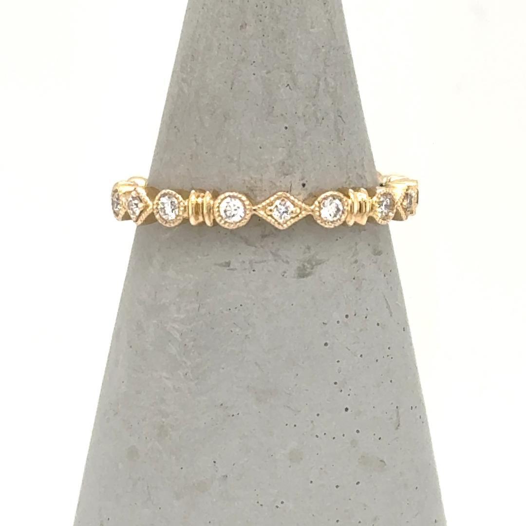 14K Yellow Gold Diamond Stackable Wedding Band - 0.15ctw
