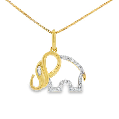 Sterling Silver Vermeil Lab Grown Diamond Elephant Pendant
