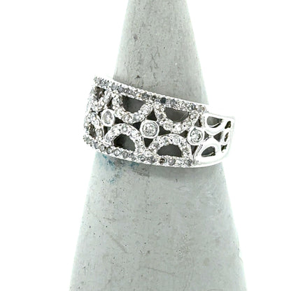10K White Gold Diamond Band Ring - 0.75ctw, Size 7