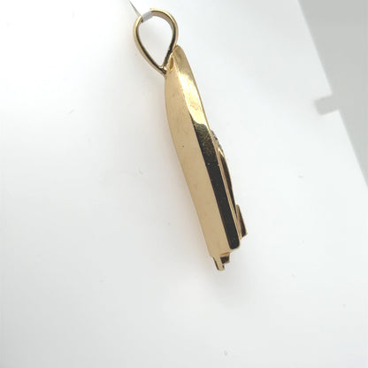 14K Yellow Gold Go-Fast Boat Charm Pendant with Diamonds