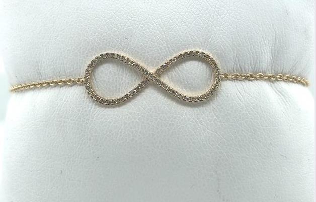 14K Gold Diamond Infinity Symbol Bracelet for Women