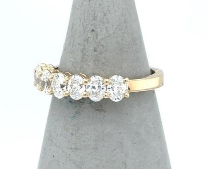 14K Yellow Gold Oval Diamond Wedding Band - 1.32ctw