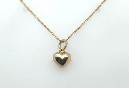 14K Yellow Gold Petite Puffed Heart Charm Pendant - 7mm