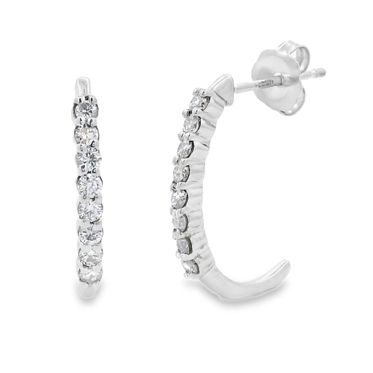 Sterling Silver Lab Grown Diamond J Hoop Earrings