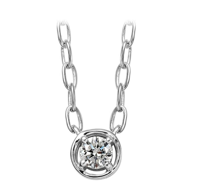 Sterling Silver Lab Grown Diamond Solitaire Pendant
