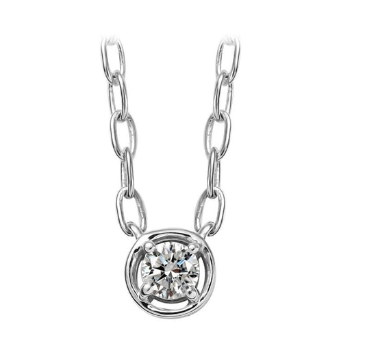 Sterling Silver Lab Grown Diamond Solitaire Pendant
