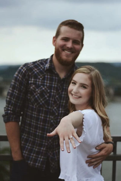 Woman wearing gold hoop earrings