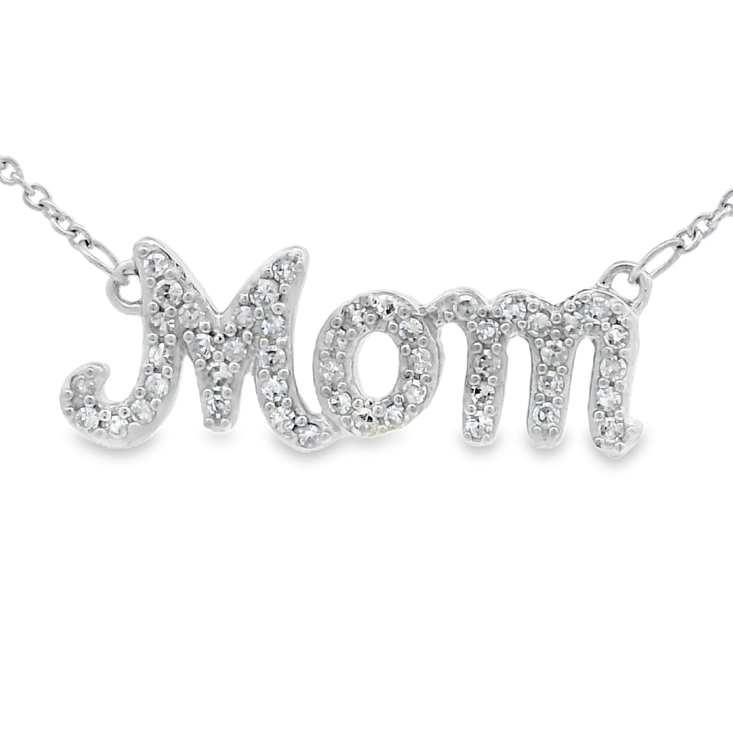 Sterling Silver Diamond Mom Pendant