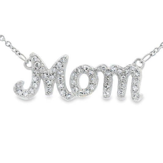 Sterling Silver Diamond Mom Pendant