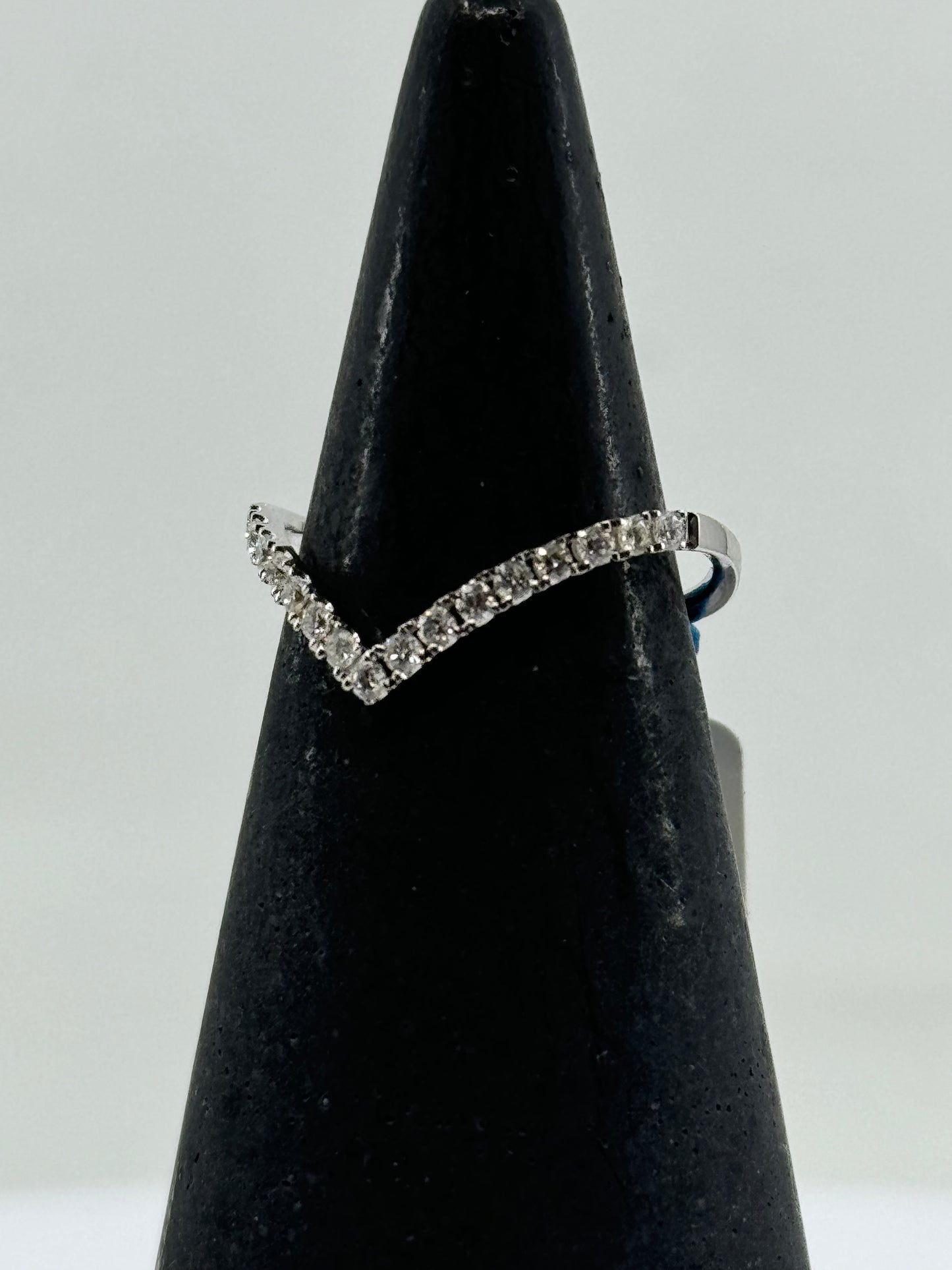 14K White Gold Diamond Chevron Ring