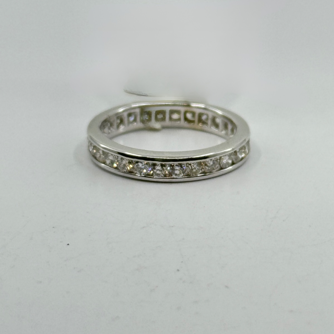 14K White Gold Channel Set Diamond Eternity Band