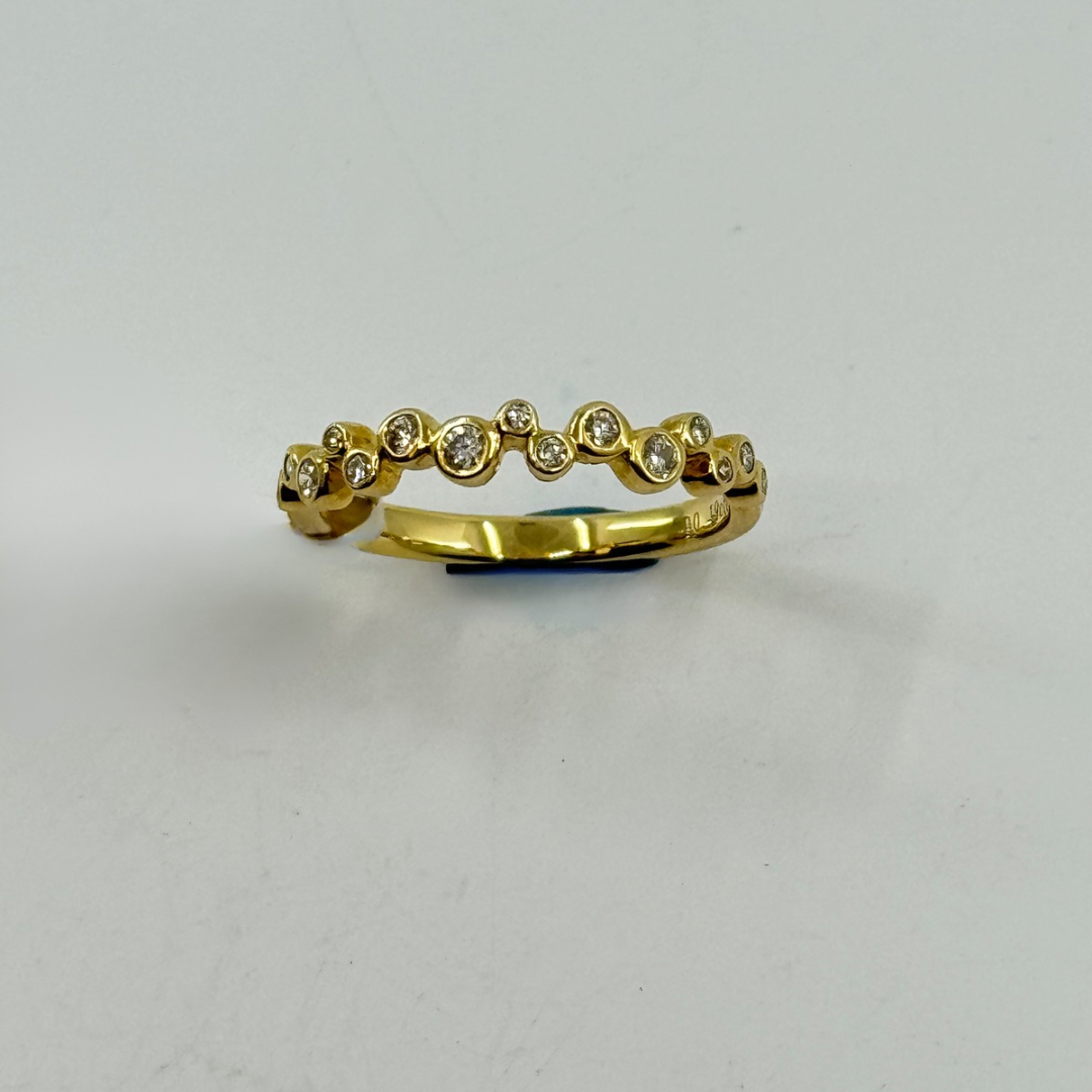 18K Yellow Gold Diamond Bubbles Stackable Band