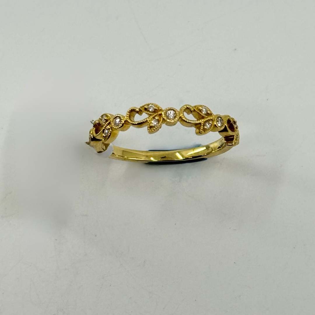 18K Yellow Gold Diamond Stackable Band