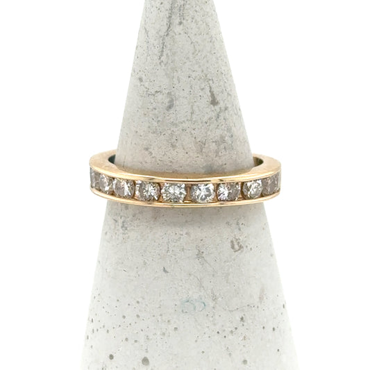 14K Yellow Gold Channel Set Diamond Wedding Band