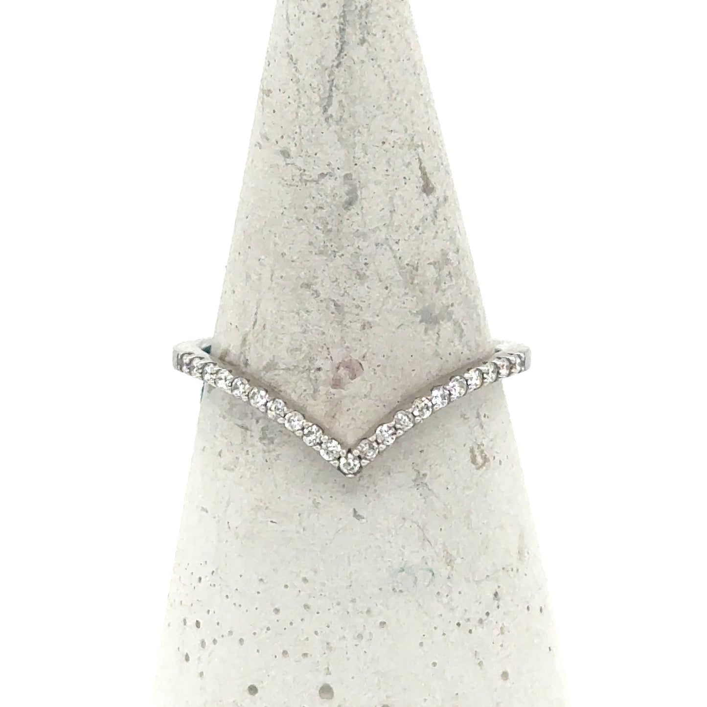 14K White Gold Diamond Chevron Ring