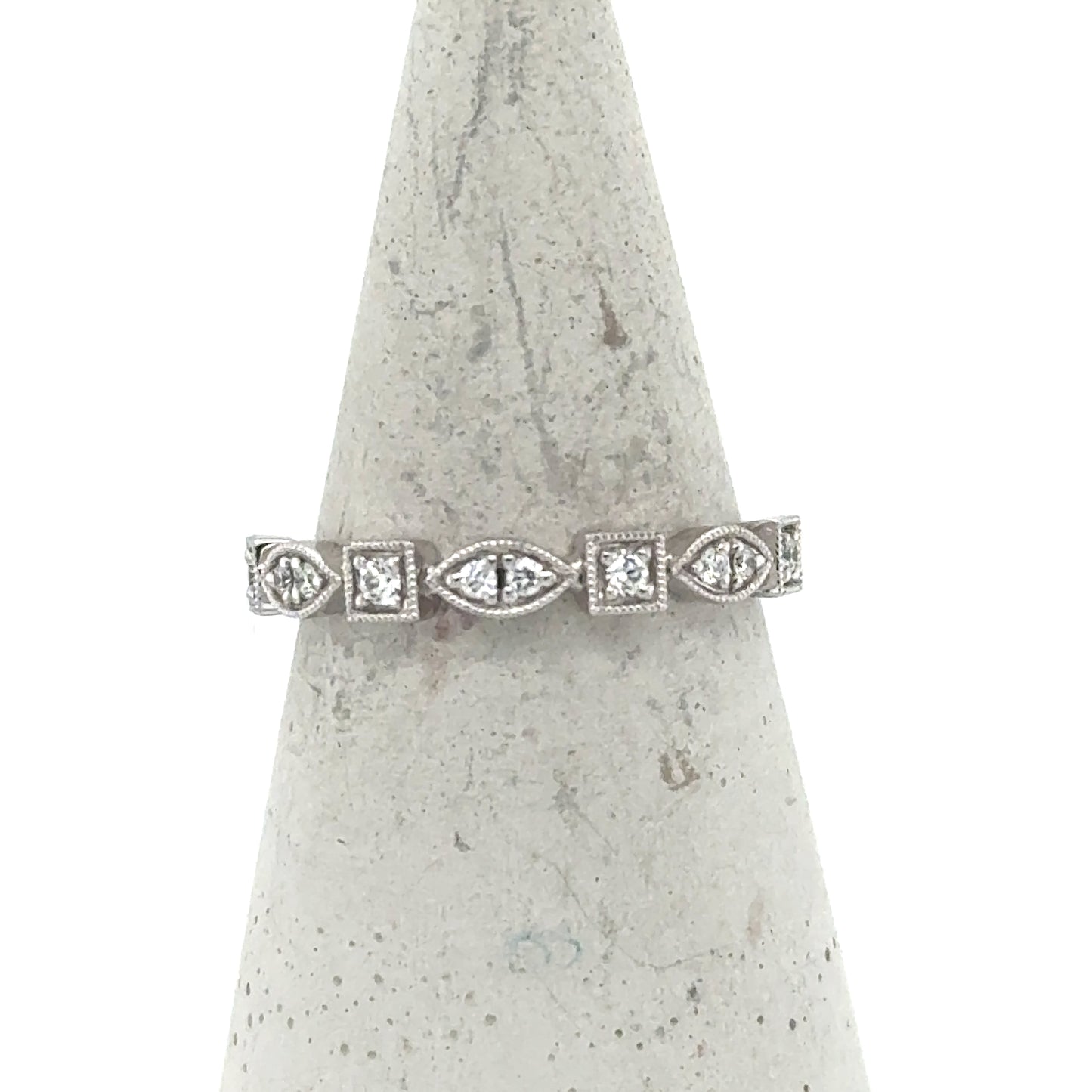 14K White Gold Diamond Stackable Band