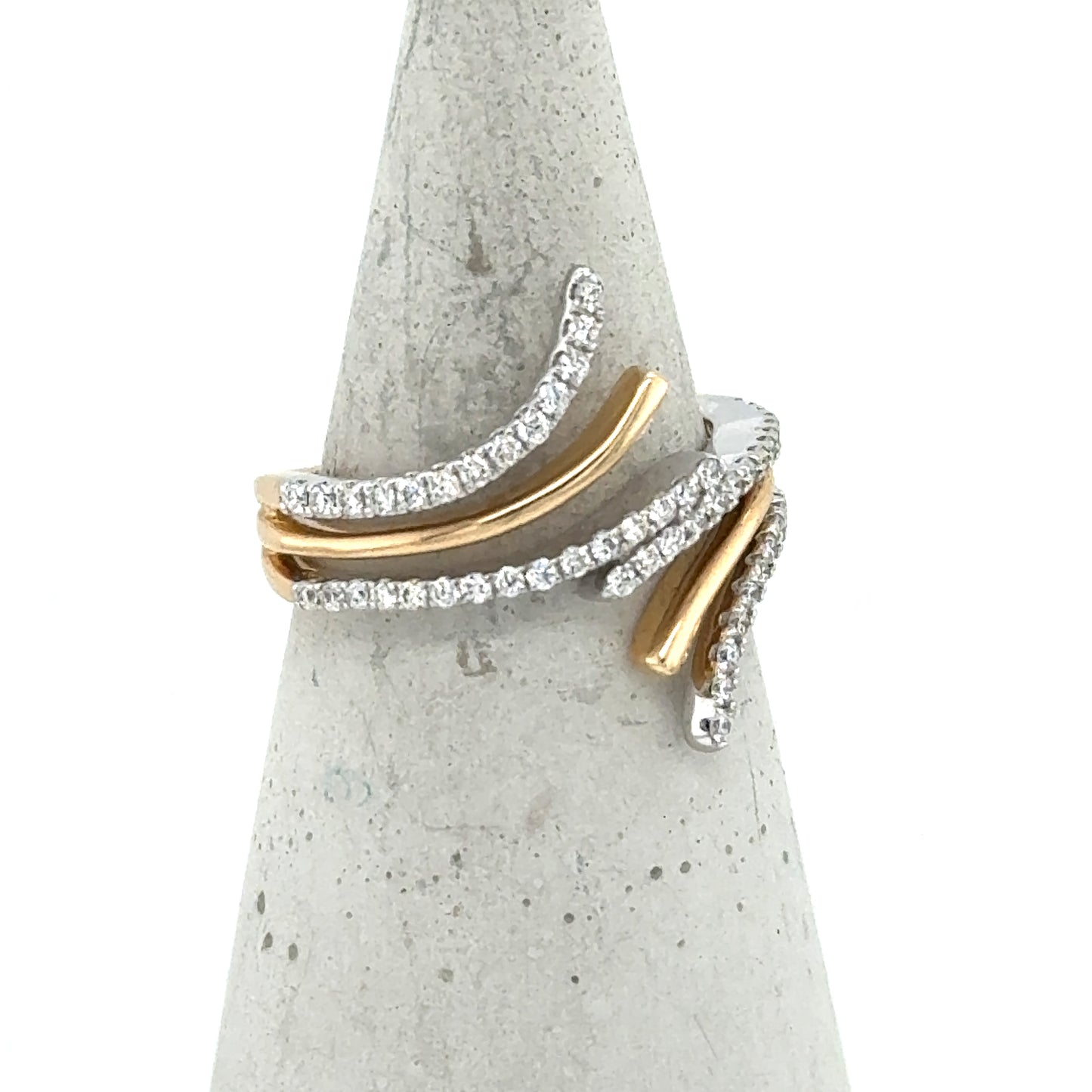 14K Yellow & White Gold Diamond Bypass Ring