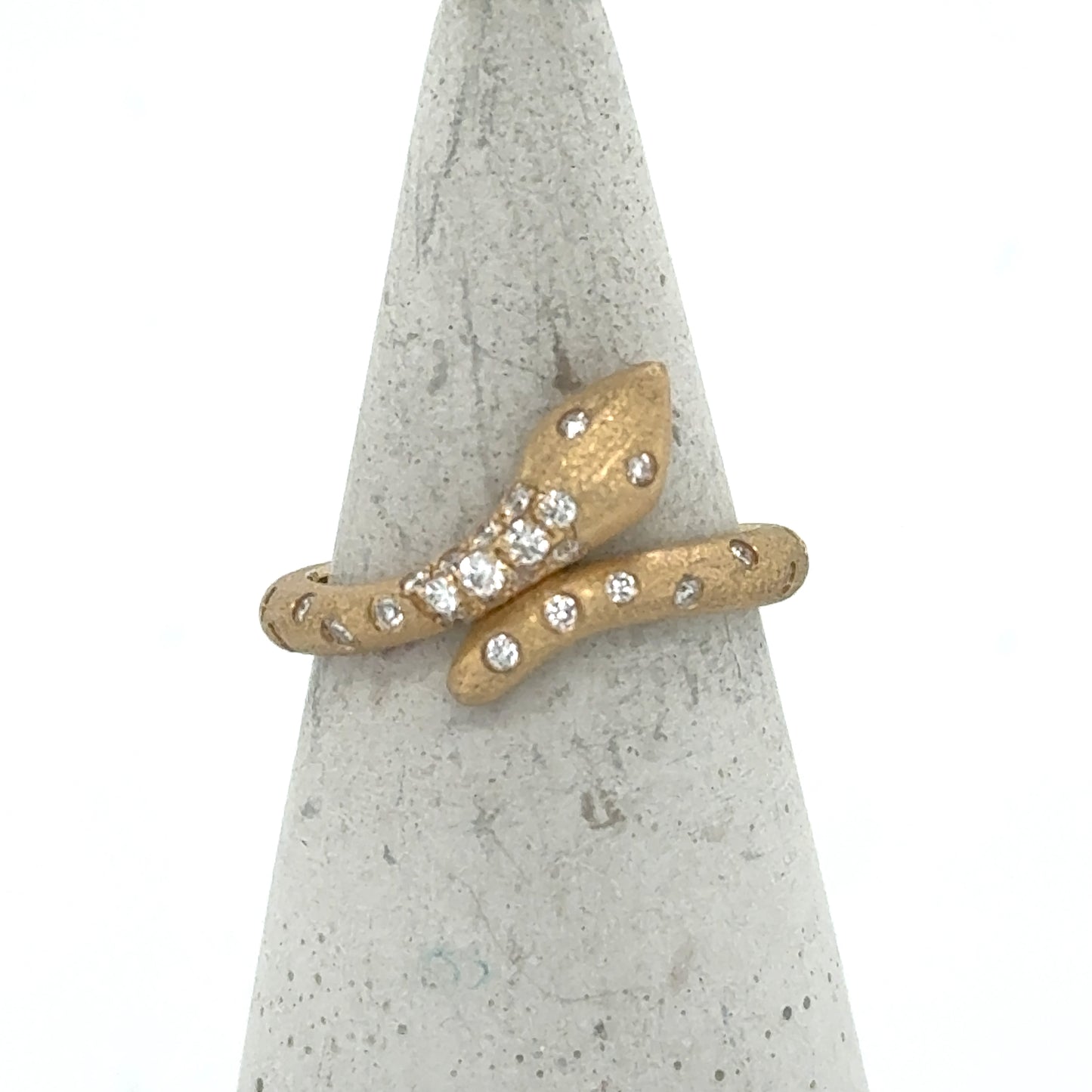 14K Yellow Gold Diamond Snake Ring