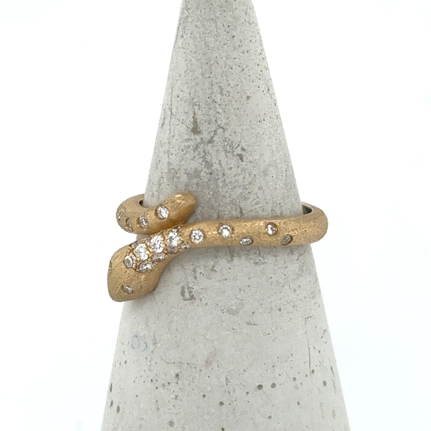 14K Yellow Gold Diamond Snake Ring