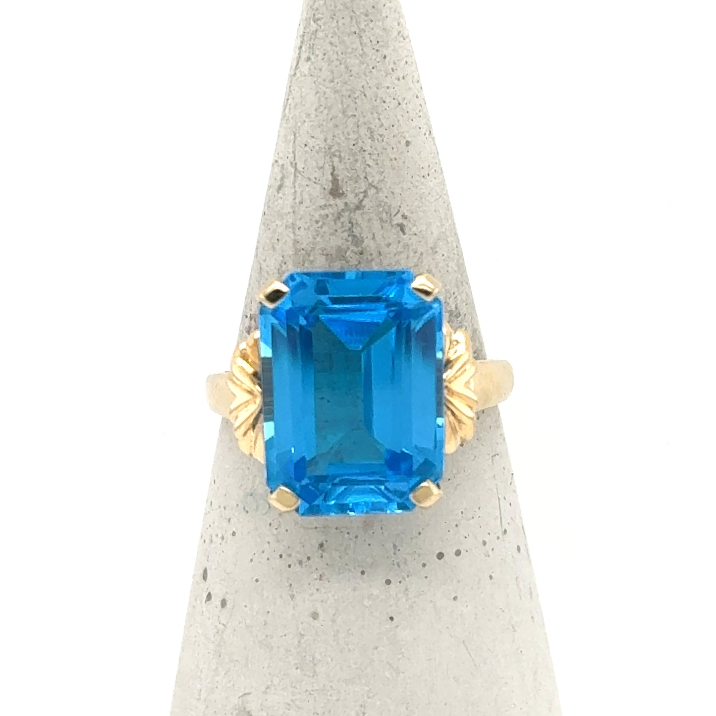 14K Yellow Gold Swiss Blue Topaz Ring