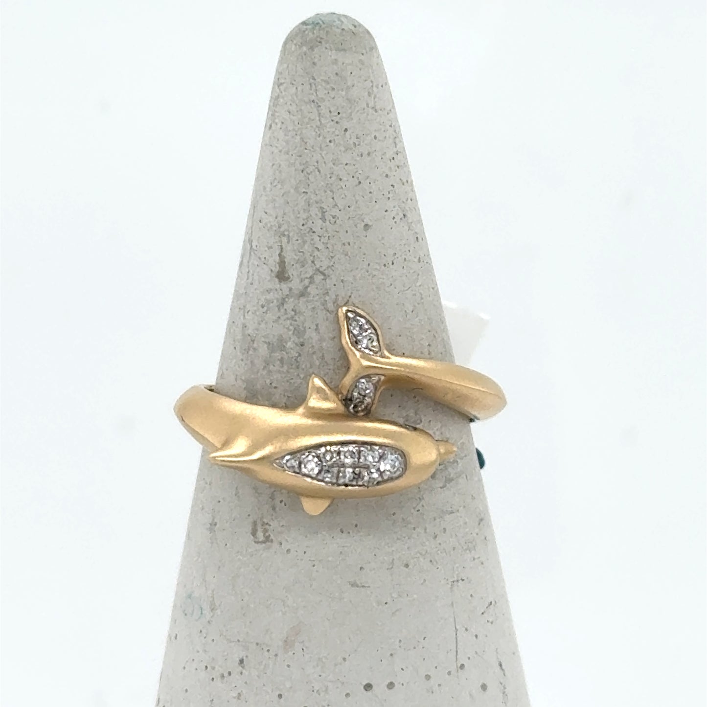 14K Yellow Gold Diamond Dolphin Ring