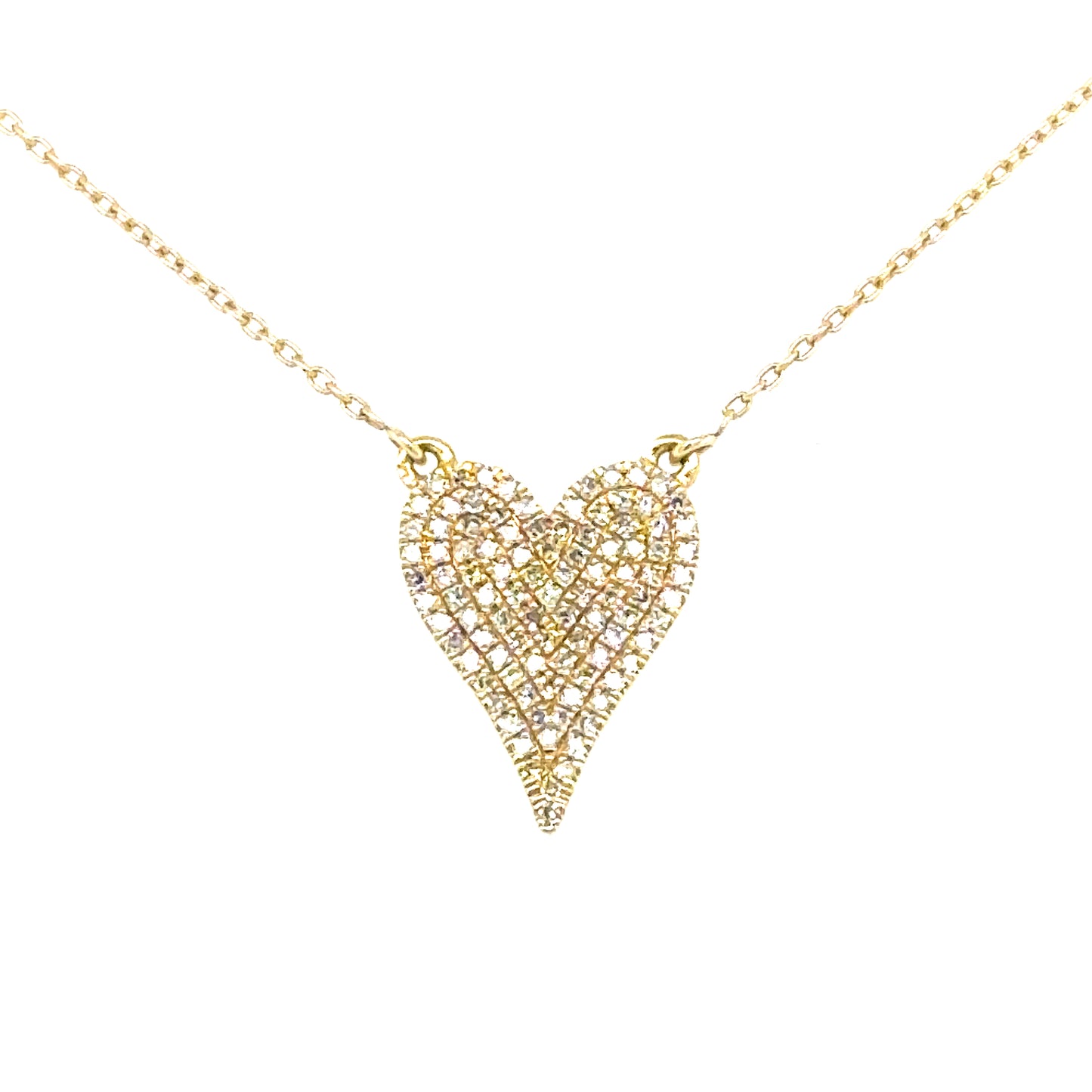 14K Yellow Gold Pave Diamond Heart Pendant