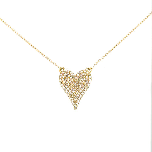 14K Yellow Gold Pave Diamond Heart Pendant