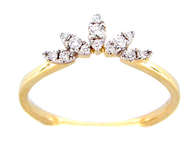 14K Yellow Gold Diamond Crown Ring