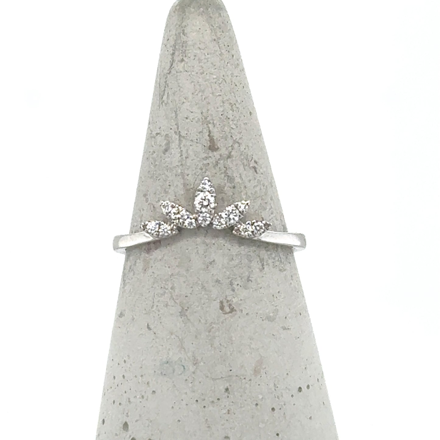 14K White Gold Diamond Crown Ring