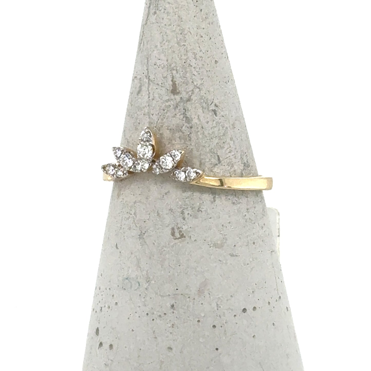 14K Yellow Gold Diamond Crown Ring