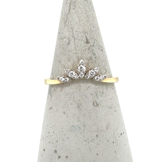 14K Yellow Gold Diamond Crown Ring