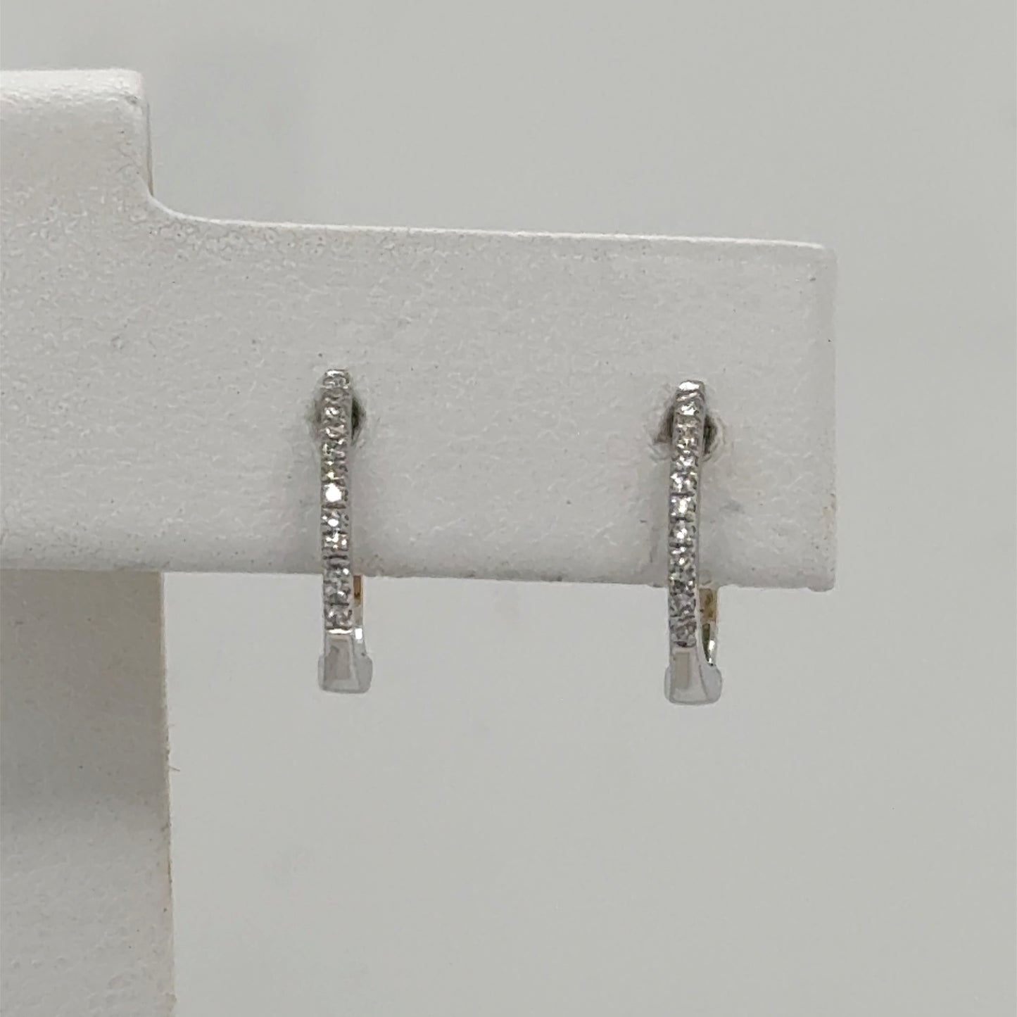 14K White Gold Diamond Huggie Earrings