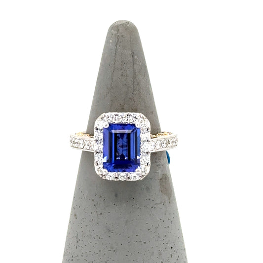 18K White & Yellow Gold Tanzanite & Diamond Ring