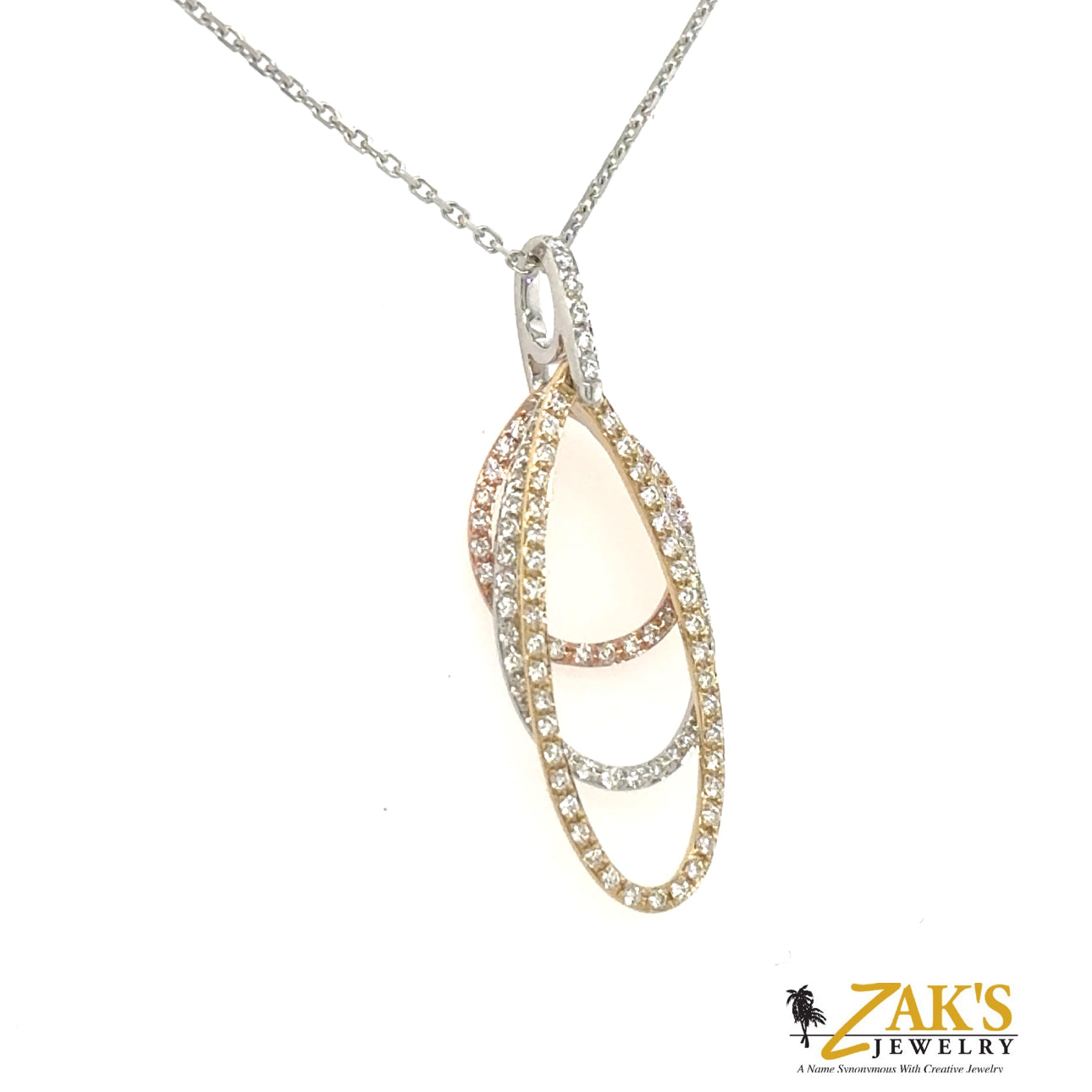 14K Tri-Color Diamond Pendant