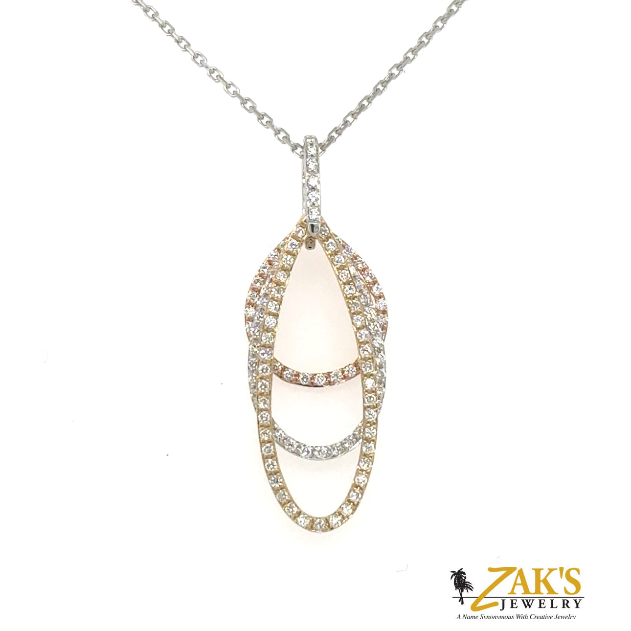 14K Tri-Color Diamond Pendant