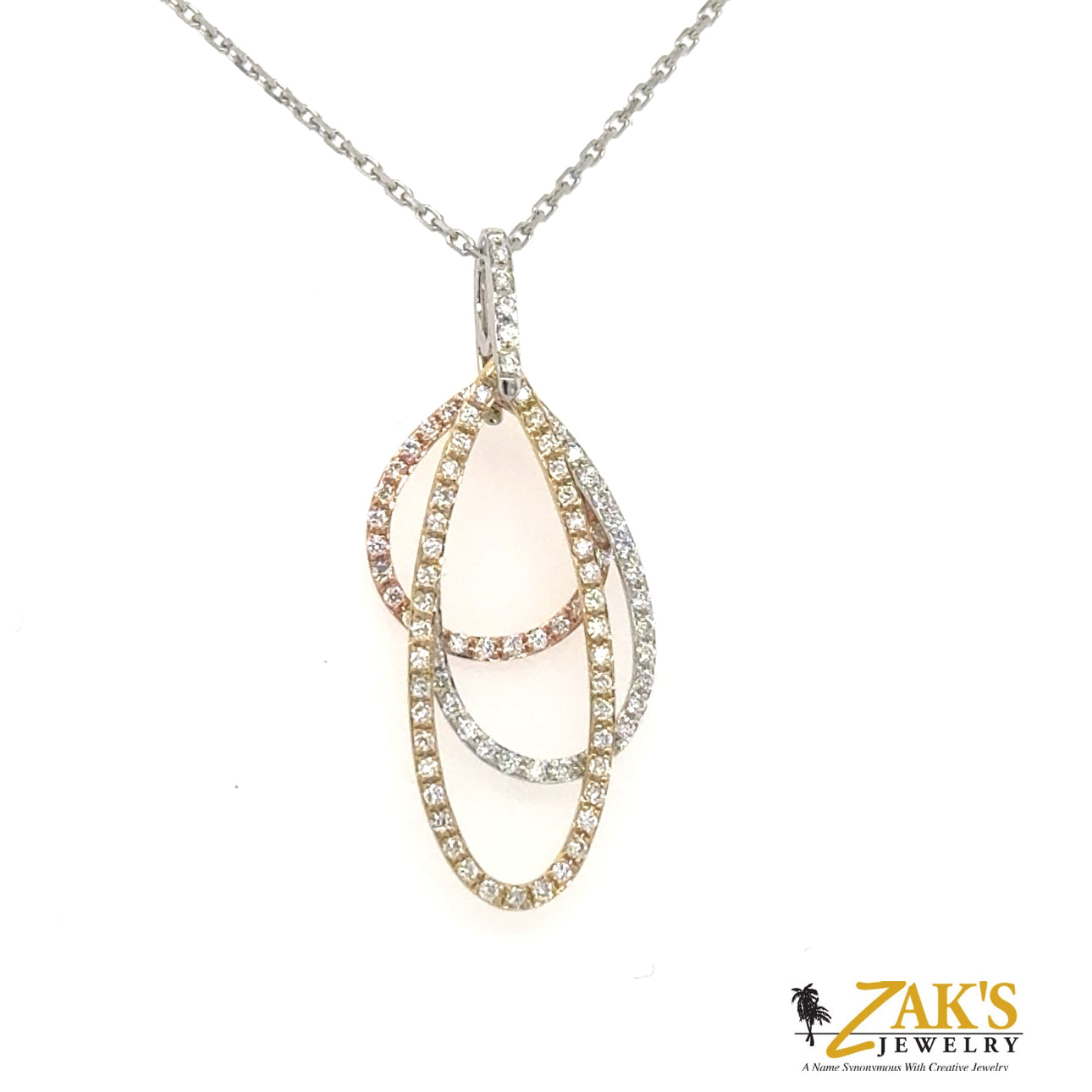 14K Tri-Color Diamond Pendant