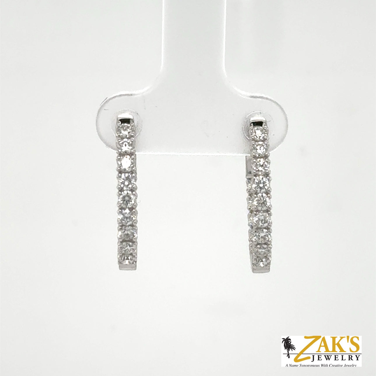 14K White Gold Diamond Inside Out Hoop Earrings