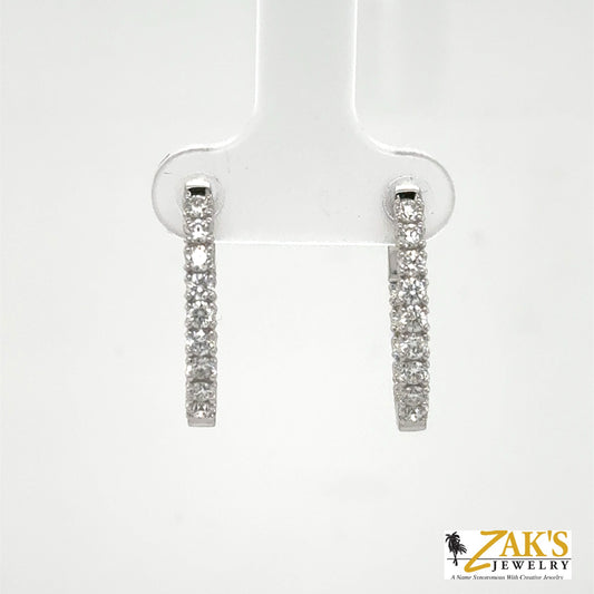 14K White Gold Diamond Inside Out Hoop Earrings