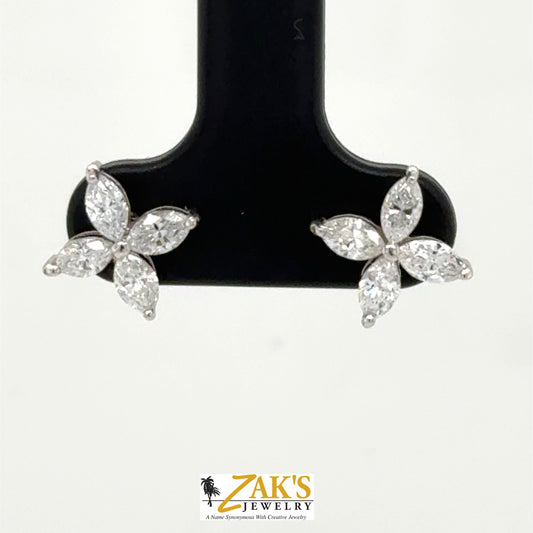 14K White Gold LabGrown Marquis Earrings