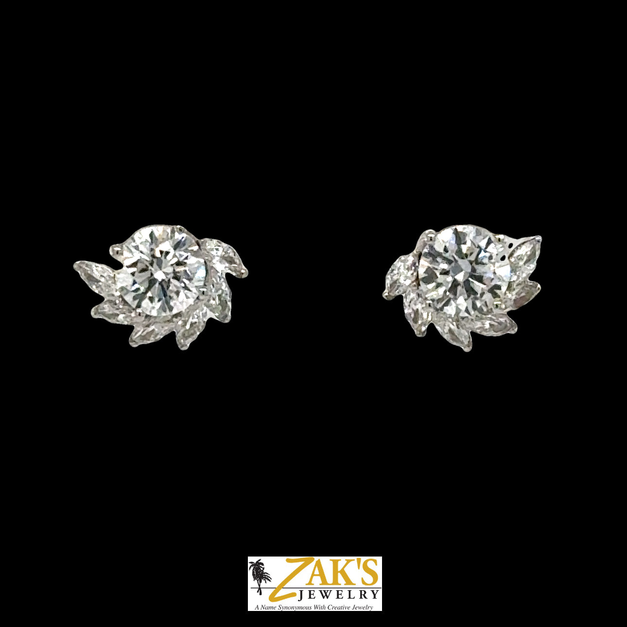 14K White Gold Lab Grown 1.36ctw Diamond “Hurricane” Stud Earrings