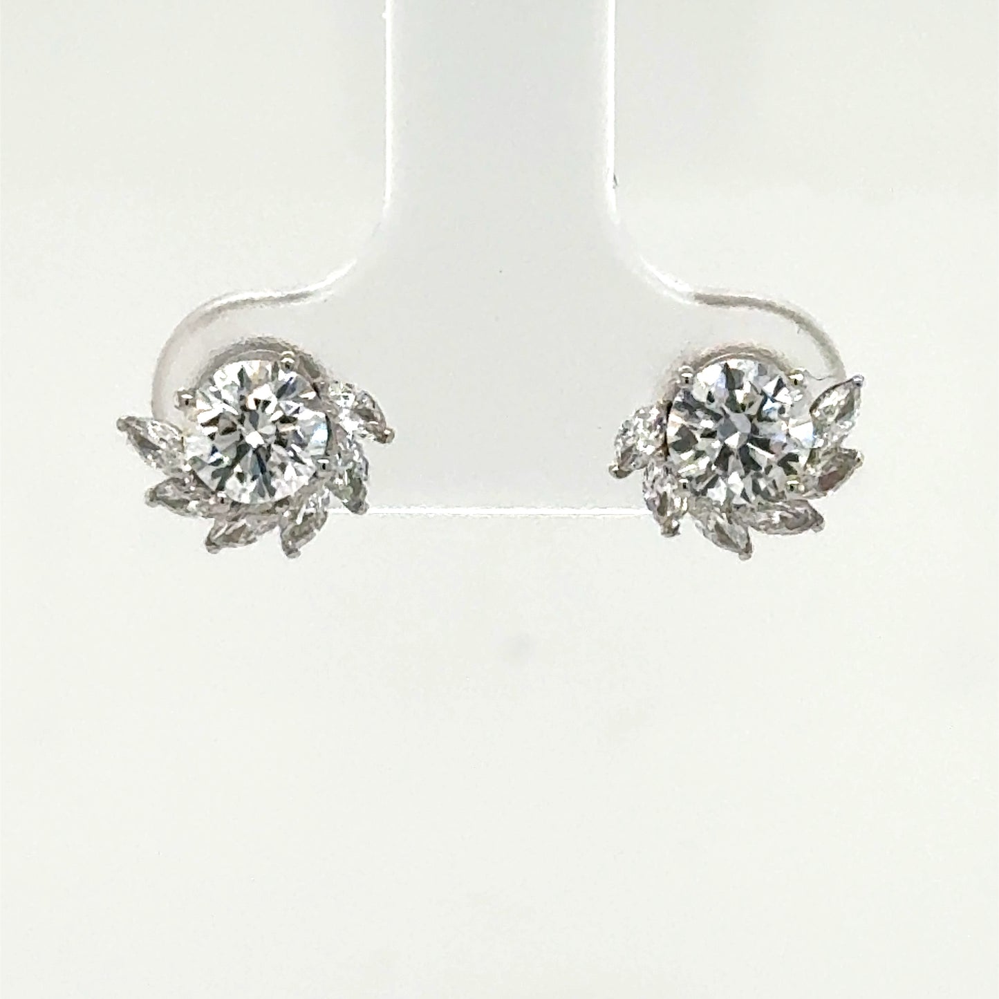 14K White Gold Lab Grown 1.36ctw Diamond “Hurricane” Stud Earrings