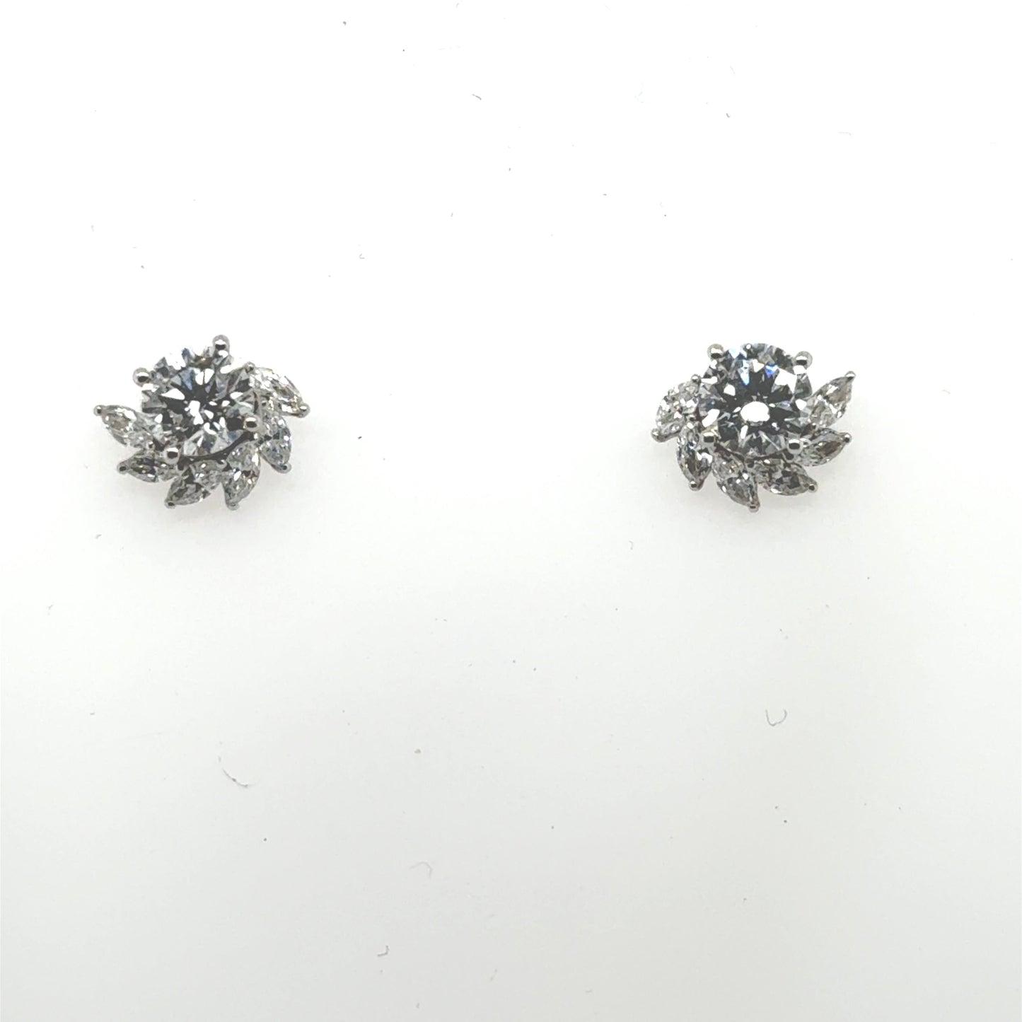 14K White Gold Lab Grown 1.36ctw Diamond “Hurricane” Stud Earrings