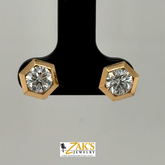 14K 1.5ct Lab Grown Diamond Hexagon Stud Earrings