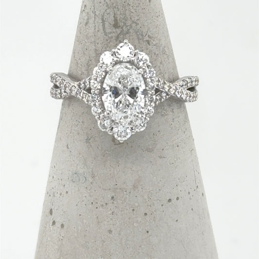 14K White Gold Lab-Grown 2.0ctw Oval Diamond Engagement Ring